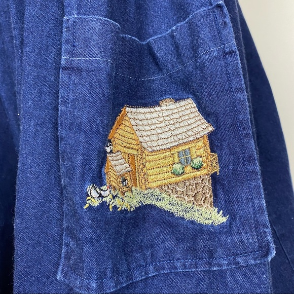 Embroidered Denim Jumper Dress - Picture 10 of 15